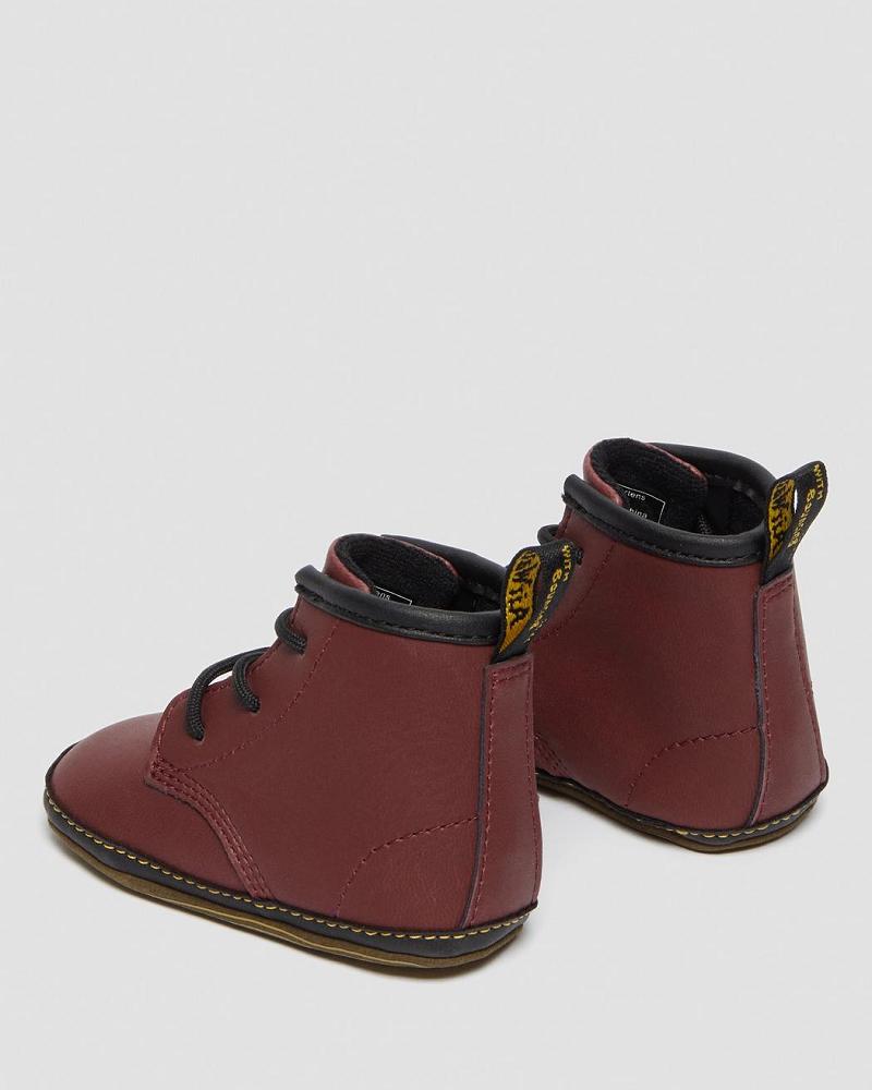 Pink / Red Kids' Dr Martens Newborn 1460 Auburn Leather Booties Casual Boots | CA 660EBC